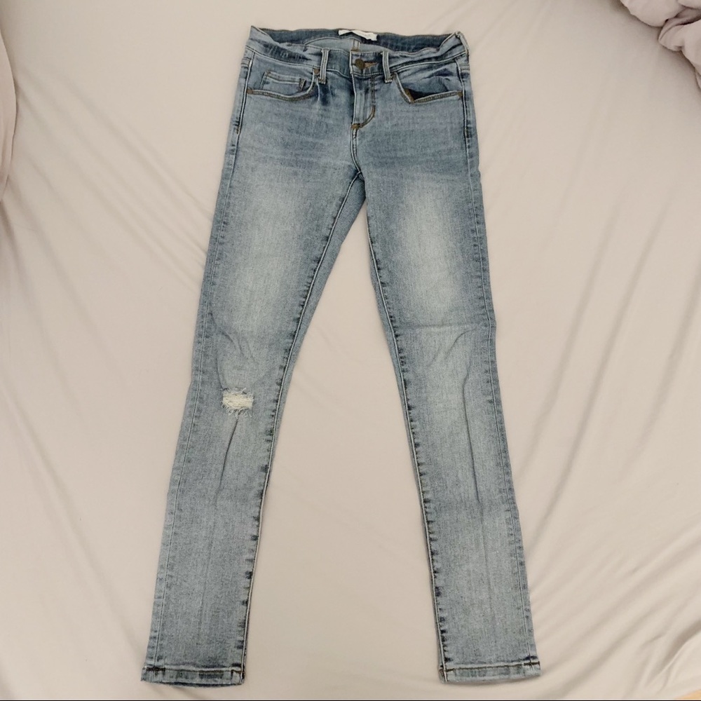 Banana Republic premium denim light blue destroyed jeans